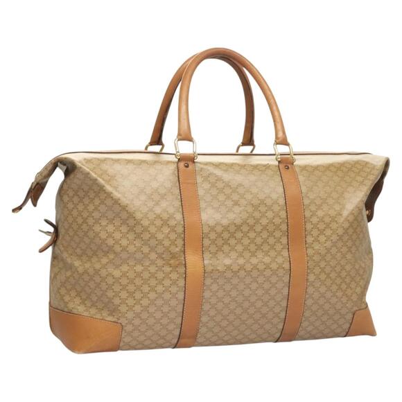 CELINE Macadam Canvas Boston Bag Pvc Brown Gold - Picture 1 of 12